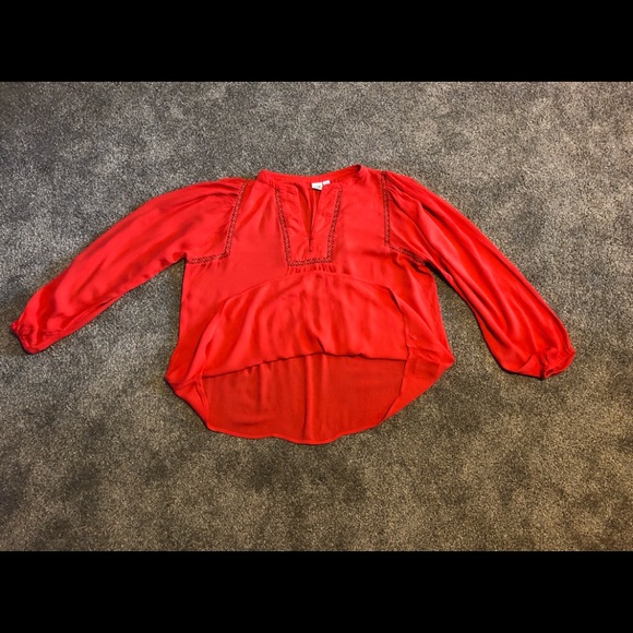 Gap Chic Top Blouse Size XS Crochet Lace Crinkle Crepe Boho Summer relaxed - Picture 9 of 13